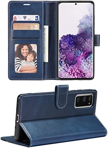 Caso da carteira XIZYO para Samsung Galaxy S20 Fe 5g Caso de couro PU para homens Caso de mulheres flip com suporte de cartas Tampa de proteção à prova de choque magnética para Galaxy S20 FE, Blue-Black
