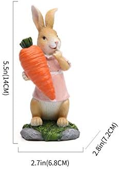 Polyresin Bunny com decorações de cenoura Spring Decors de Páscoas Figuras Acessórios de comprimido para festas Home Holiday