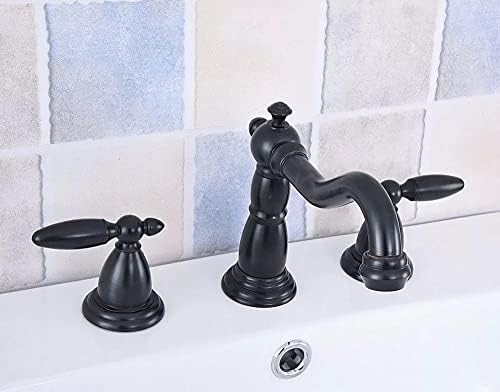 Óleo preto As alavancas duplas de latão esfregadas de 3 orifícios instalam torneiras de torneira da pia da pia do banheiro torneiras