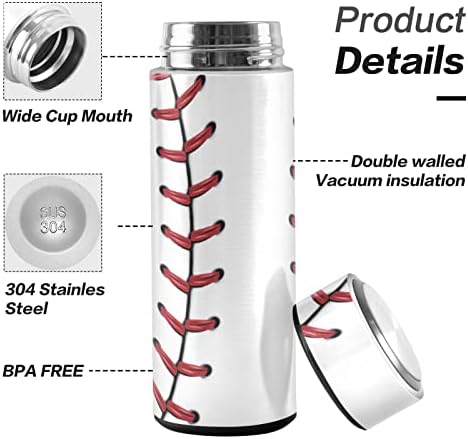 Cataku Baseball Lace Print Water Bottle isolado 16 oz de aço inoxidável garrafa térmica para café para café reutilizável caneca de viagem a vácuo de boca larga larga