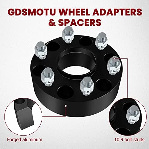 GDSMOTU 2PC HubCentric Wheel Spacers 6 Lug, espaçadores de rodas de 2 6x5.5 com 14x1,5 pregos para expressos