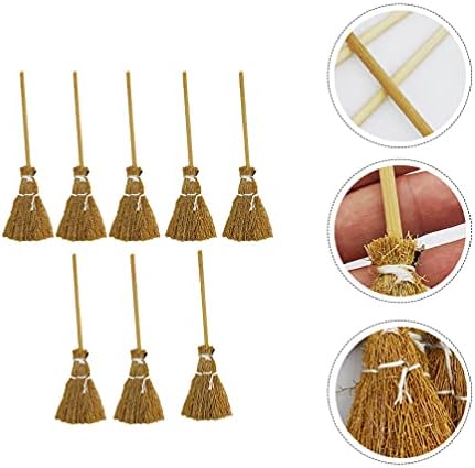 Doitool 8pcs mini vassoura de vassoura 1: 12 Dollhouse Miniature Fairy Garden Broom Broom Crafts