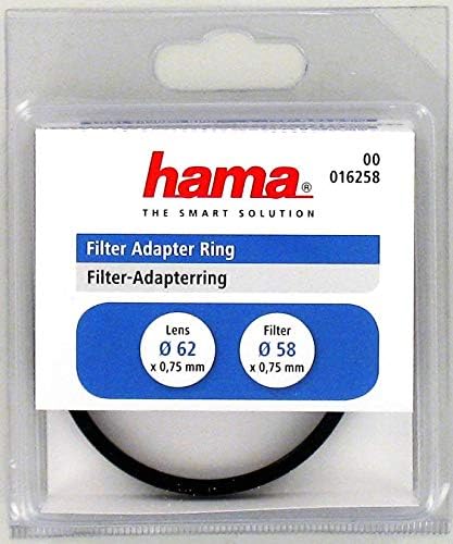 Anel do adaptador de filtro hama para lente de 62 mm e filtro de 58 mm