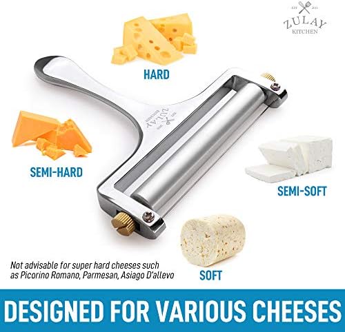 Slicer de queijo Zulay com espessura ajustável - Wire Cheese Slicer para queijo mussarela, queijo cheddar,