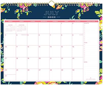 Designer do Blue Sky Day para 2022-2023 Ano Acadêmico Monthly Wall Calendar, 15 'x 12', Wirebound, Seção de Notas, Marinha Peyton