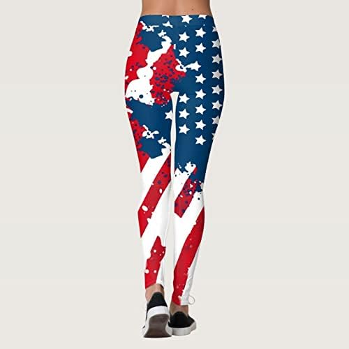 American Flag Patriótico Legging Feminino Controle de Tommes da Independência Leggings Sporty Workout Compression