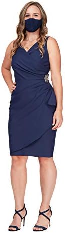 Alex Nightings Women Slimming Slimming Short Ruched Dress com babado