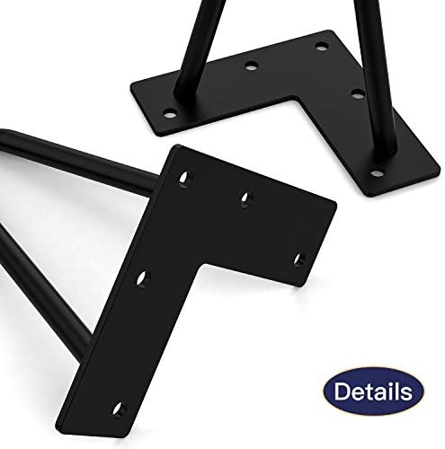 Orgerphy 8 ”de mobiliário preto Pernas de mobiliário | Pernas para a mesa de gancho de serviço pesado pernas de mesa de extremidade | com parafusos e protetores de piso de borracha de bônus de 4pcs | Mesa de metal pernas pernas de mesa pernas pernas para bricolage