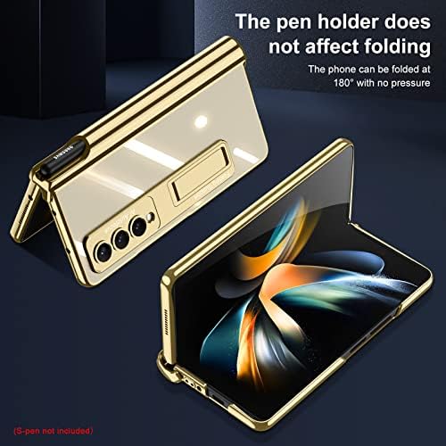 Puroom para Samsung Galaxy Z Fold 4 Proteção da dobradiça magnética, Z Case 4 com Stão de caneta S PC Transparente