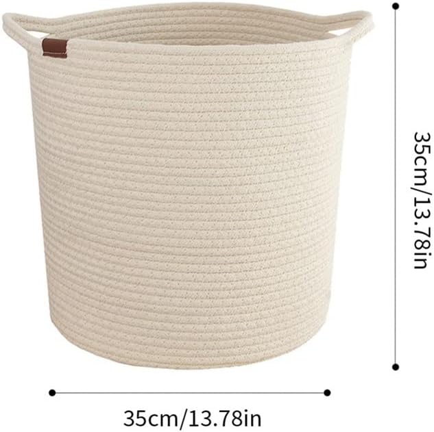 Ygqzm tecido de cesta de cesta de cesta de cesta de algodão com alça de roupa suja cesta de cesta de lavanderia