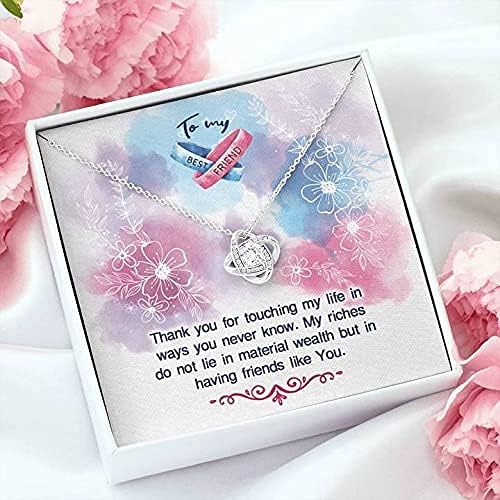 O presente do colar para o melhor amigo, Love Knot Colar com cartão de mensagem em um presente