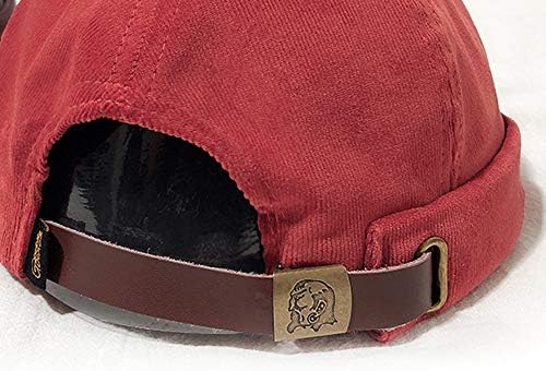 Jerague Brimless Hats Capuzes de Couro Ajustável Casual Casual Docker Skull Caps
