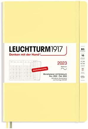 Leuchtturm1917 365790 Planejador mensal com composição de notebook 2023, 16 meses, baunilha, alemão