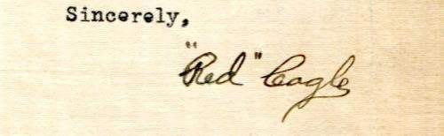 Chris Red Cagle assinou o TLS autografou o exército West Point morreu em 1942 - assinaturas de corte da faculdade