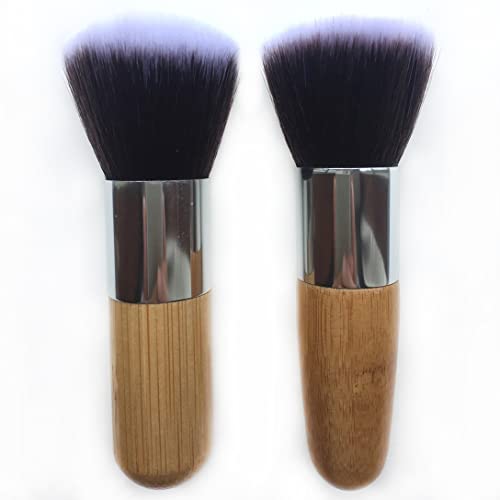 Rn Beauty 2 Peças escovas de maquiagem Brush Bush Brush Brush com alça de bambu Contorno Bronzeador Brownder Blender