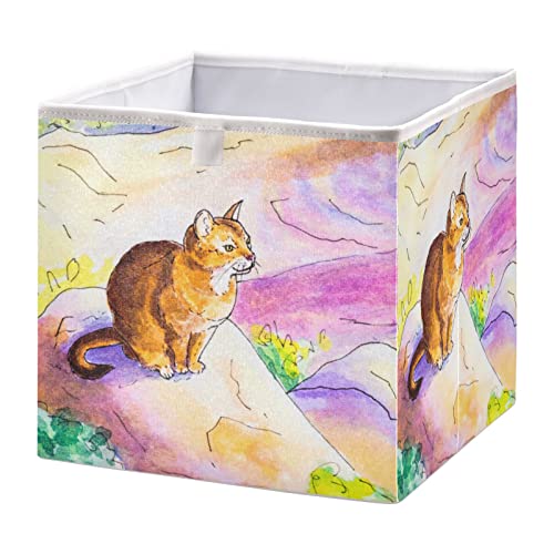Cubos de armazenamento dobráveis ​​cubos de armazenamento de cubos de cubo de aquarela para gatos cestas
