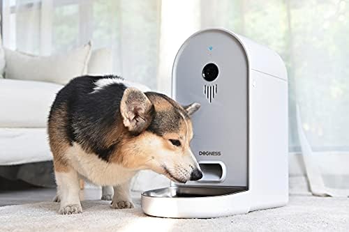 Dogness automático WiFi Dog/Cat Smart Camera Alimentador - 6,5 libras de grande capacidade Controle de aplicativos Distribuidor de alimentos, controle de porção, gravação de voz, câmera, timer programável