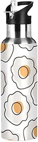 Alaza 20 oz de garrafa de aço inoxidável isolada, padrão de ovos fritos sem BPA em aquarela Bike Isoled Bike Water Bottle para academia, fitness e esportes ao ar livre