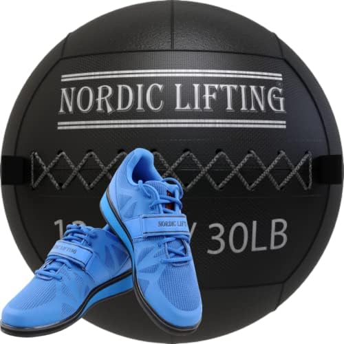 Bola de parede de elevação nórdica 30 lb pacote com sapatos megin tamanho 8 - azul
