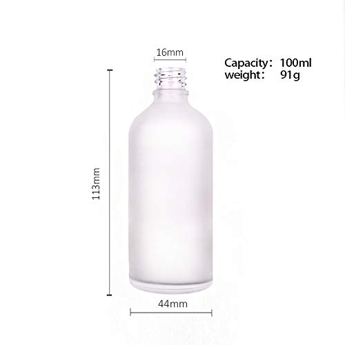 2 pacote de 100 ml/3,4 oz, garrafa de gotas de vidro fosco branco para óleos essenciais, suporte líquido