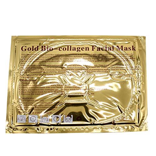 Máscara facial de colágeno em gel de ouro de 6 peças de 6 peças 24k máscaras faciais hidratantes de folhas de cristal de lençóis para anti -envelhecimento, inchaço, hidratação, rejuvenescimento profundo do tecido e hidrata a pele