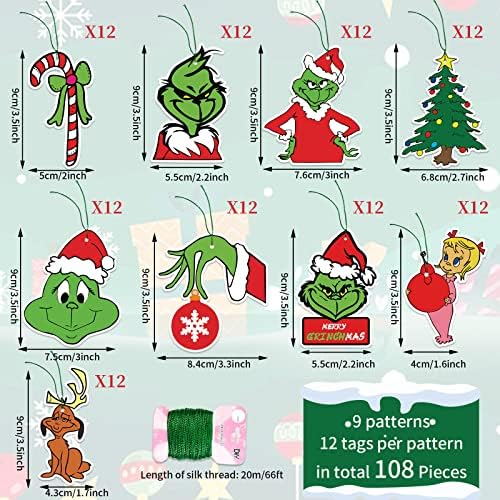 108pcs Decorações de árvores de Natal, decoração de ornamentos de árvores de Natal, ornamentos de Natal de férias
