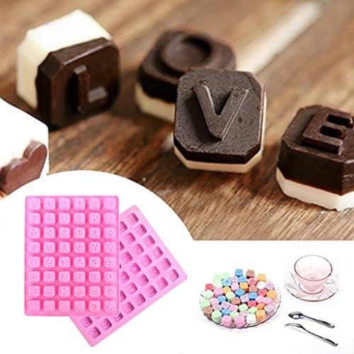 48 Cavidades Letra de silicone Moldes de chocolates, moldes de fondant de alfabeta moldes de assadeira