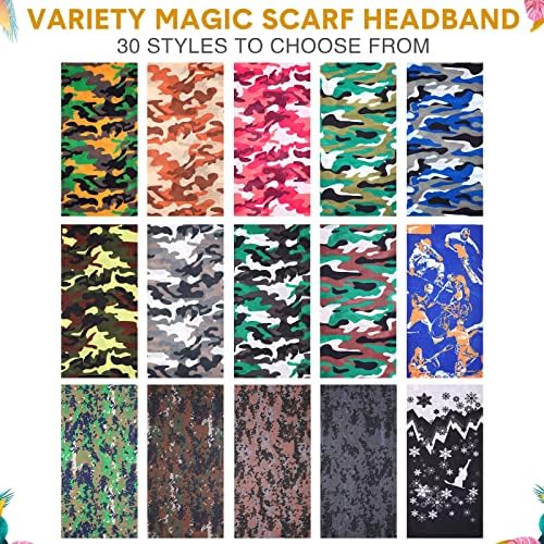 Tarpop 30 peças Palinhas de pescoço Esportes elásticos de lenço embrulhar bandeira absorvendo bandana de cabeça para homens yoga