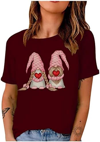 Camisa do dia dos namorados Mulheres adoram camiseta de coração de manga curta gnomos fofos casal casal impressão gráfica Tops Blushs