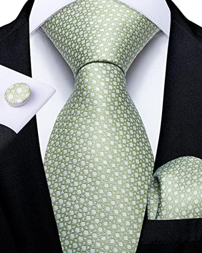 Conjunto de gravata de cor sólida de DiBangus de seda na gravata de casamentos de seda e punhos quadrados de bolso definido com anel de gravata para smoking ou terno