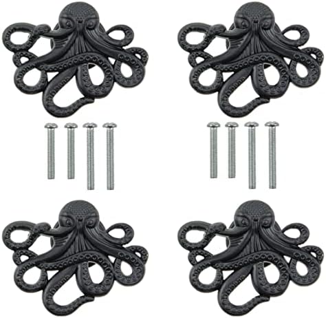 XGNG 4PCS LELO DE ZINC Série Marinha Octopus Decorativo Manças de orifício único Creative Octopus