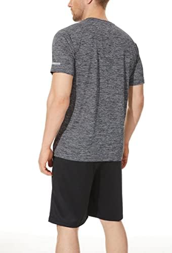 MagComsen 3 pacote masculino de manga curta Camisa Crew pescoço rápido seco esportivo camisetas de ginástica de ginástica performance de fitness tee superior