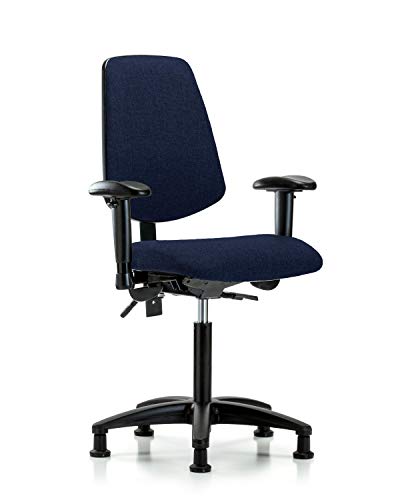 Labtech Seating LT42293 Cadeira de bancada média, tecido, base de nylon de fundo médio - braços, planícios,