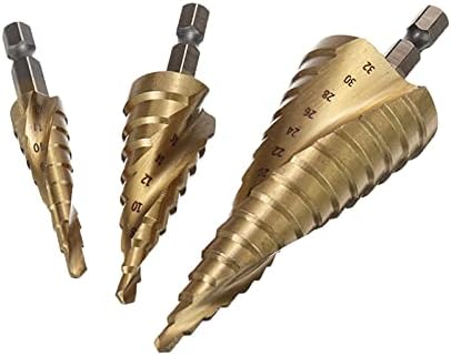 Etapa de madeira Drill 3sizes HSS Bits de broca de etapa espiral HSS Bits de broca de cone hexágono