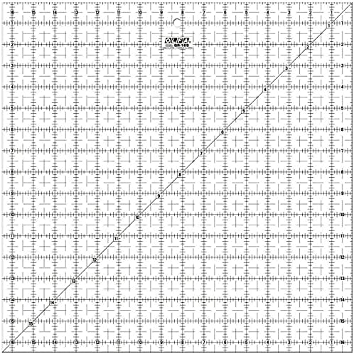 OLFA 16 1/2 x 16 1/2 régua de acrílico fosco - quadrado não deslizante 16,5x16,5 polegadas Régua de acrílico