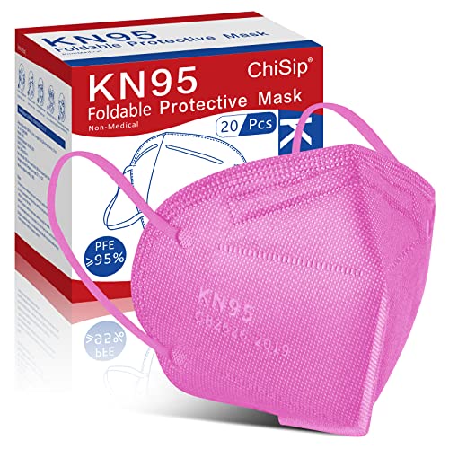 Chisip KN95 Máscara facial 20pcs, 5 camadas de copo de copo Máscaras de segurança de poeira,
