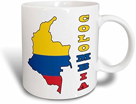 3drose Mug_51747_1 Bandeira colombiana no mapa e letras da Colômbia Creamic, 11 oz, multicolor