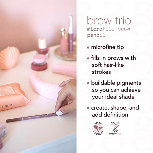 The Brow Trio ™ Microfil Brow Lápis | Lápis de sobrancelha para traços de cabelo lindamente macios | Lápis de micro