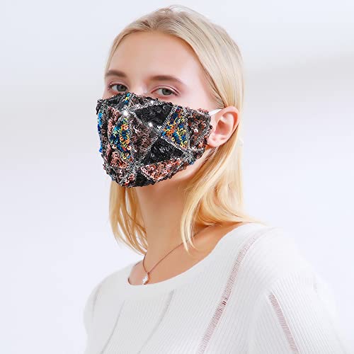 Grosno de lantejoulas de lantejoulas de algodão Face_mask bling shinestone cobra para mulheres respiráveis
