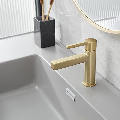 Torneira de banheiro dourado escovada de Bathfinesse com conjunto de drenagem pop -up e torneira