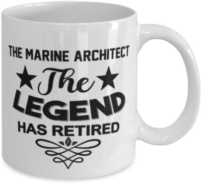 Arquiteto marinho MUG, The Legend se aposentou, idéias de presentes exclusivas para o arquiteto marinho, copo de chá de caneca de café branco
