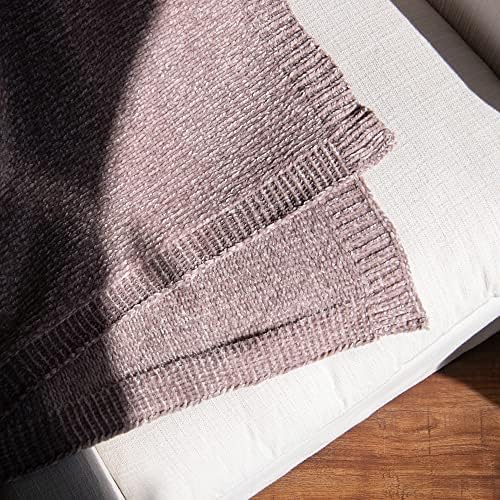 Melhor moda doméstica super suave luxuoso brilho chenille cobertor, cobertor decorativo quente e aconchegante para sofá, sofá e cama todas as estações 60 x 80 polegadas- rosa empoeirada