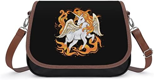 Unicorn on Fire Leather Crossbody Bag Small Tote Purse Fashion Fanny Pack Pack Daypack ombro para homens