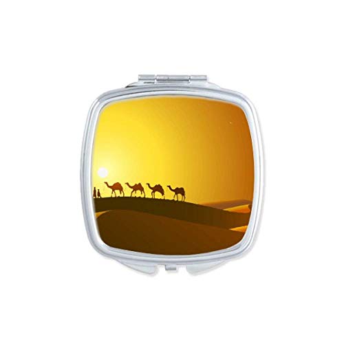 Sunset até a estrada de seda Camel Desert espelho portátil compacto maquiagem de bolso de dupla face de vidro