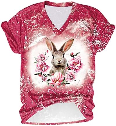 Camisas de Páscoa para mulheres, coelhinho de Páscoa Tops de verão adultos para mulheres impressas