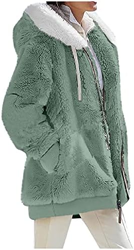 Jaqueta de esfrega, suéter de outono para feminino loungewear de manga longa moderna com capuz suéter fofo inchado à prova de vento sólido Vescúlos de pescoço de pescoço feminino verde feminino verde