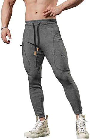 Miashui confortável escorregamento masculino de mola de mola casual calça de fitness running prato de batida solta cintura calça de cor sólida bolso fofo fofo