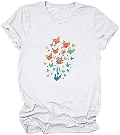 Tops de manga curta feminino de verão t camisetas de borboleta camisetas gráficas camisetas elegantes no pescoço
