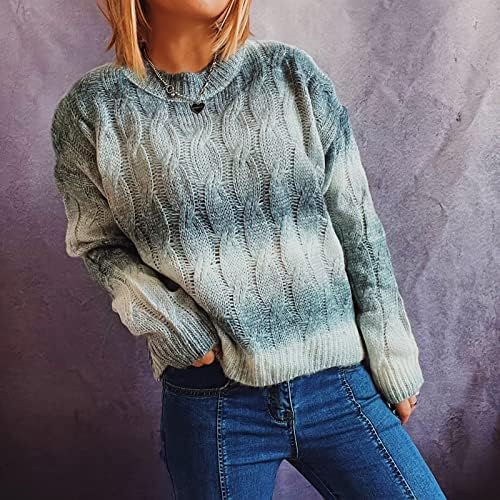 Autono de suéter de inverno feminino e impressão de malha de malha comprida suéter de suéter