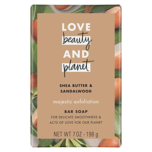 Love Beauty and Planet Majestic esfoliação Soap Sapaty Butter & Sandalwood, 7 oz, pacote de 3